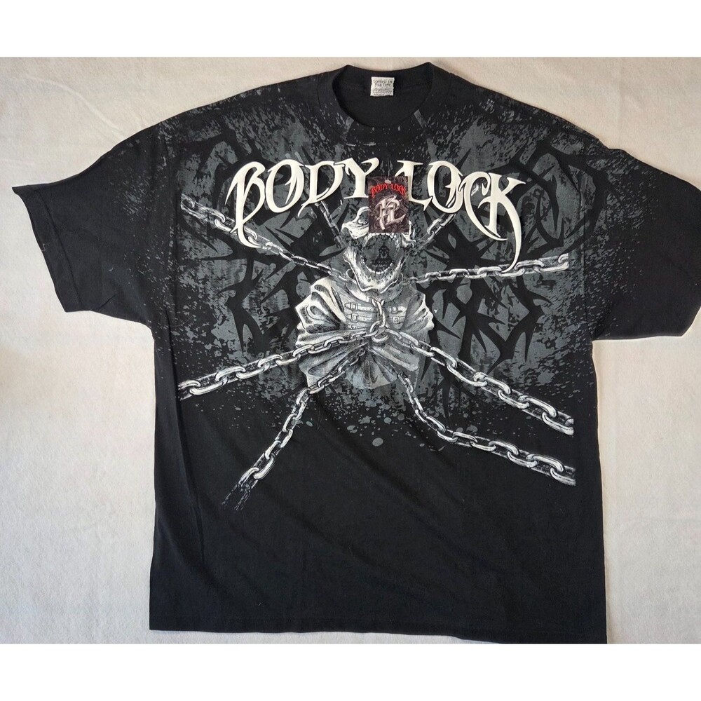 Body Lock Gothic T-Shirt Locked In for Life Mens 2XL Black Double-Sided Print